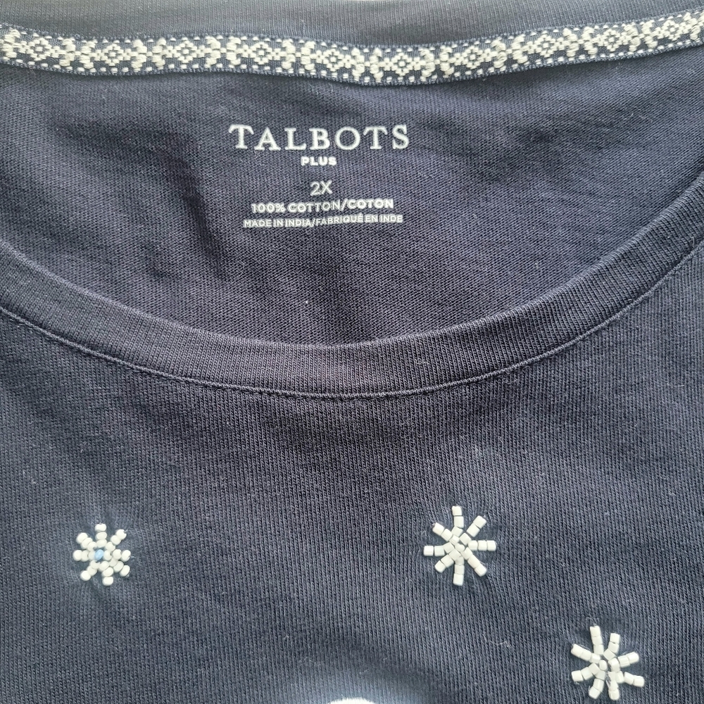 Talbots Long Sleeve Shirt Navy Polar Bears Embellished Size 2XL - Picture 4 of 8
